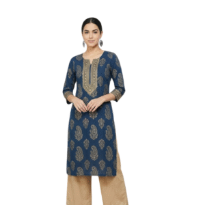 Navy Blue Printed Kurti